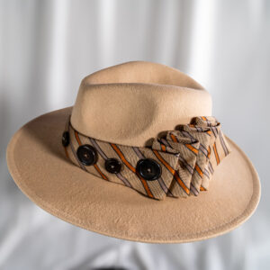 Artisan Felt Fedora Featuring Sculpted Necktie Band & Button Detail
