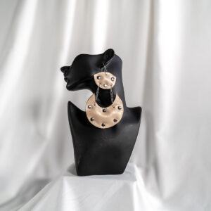 Champagne Studded Two-Tier Crescent Drop Earrings