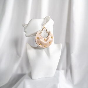 Pretty Puff Pairs (White w/ Gold Polka Dots)