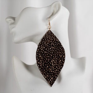 Natural Spotted Cowhide Leaf Drop Earrings