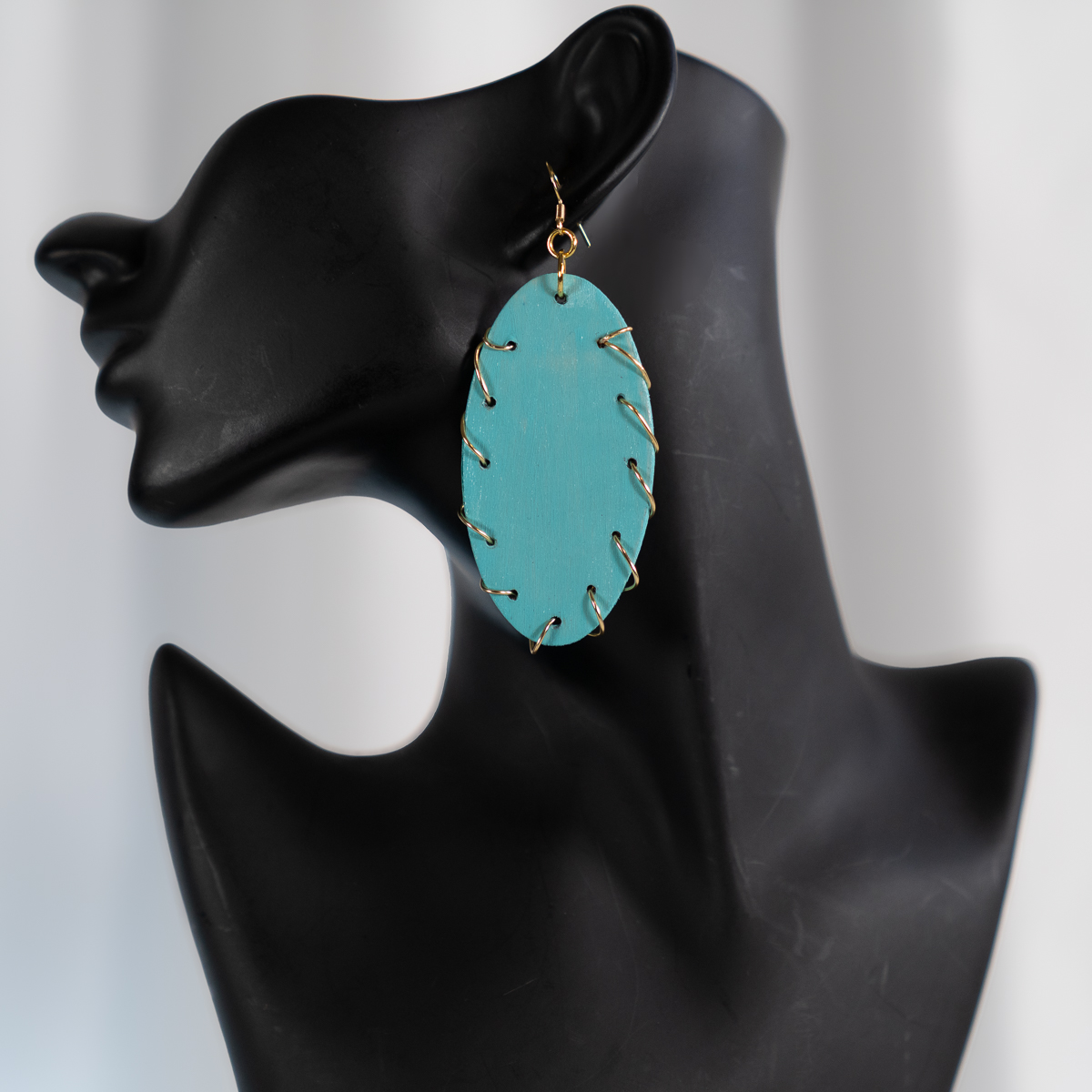 Turquoise Gold Wire-Wrapped Earrings