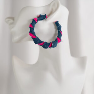 Electric Pink Denim Hoops