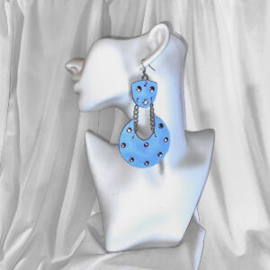 Pretty Puff Pairs Sky Blue Stud & Two-Tier Earrings
