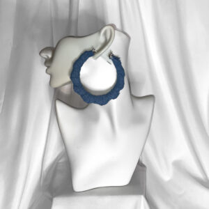 Denim Wrapped Bamboo Hoop Earrings