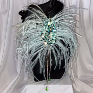 Mermaid sequin feather earrings in mint with shimmering sequins