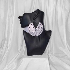 Pretty Puff Pair Snakeskin Silver Studded Statement Earrings