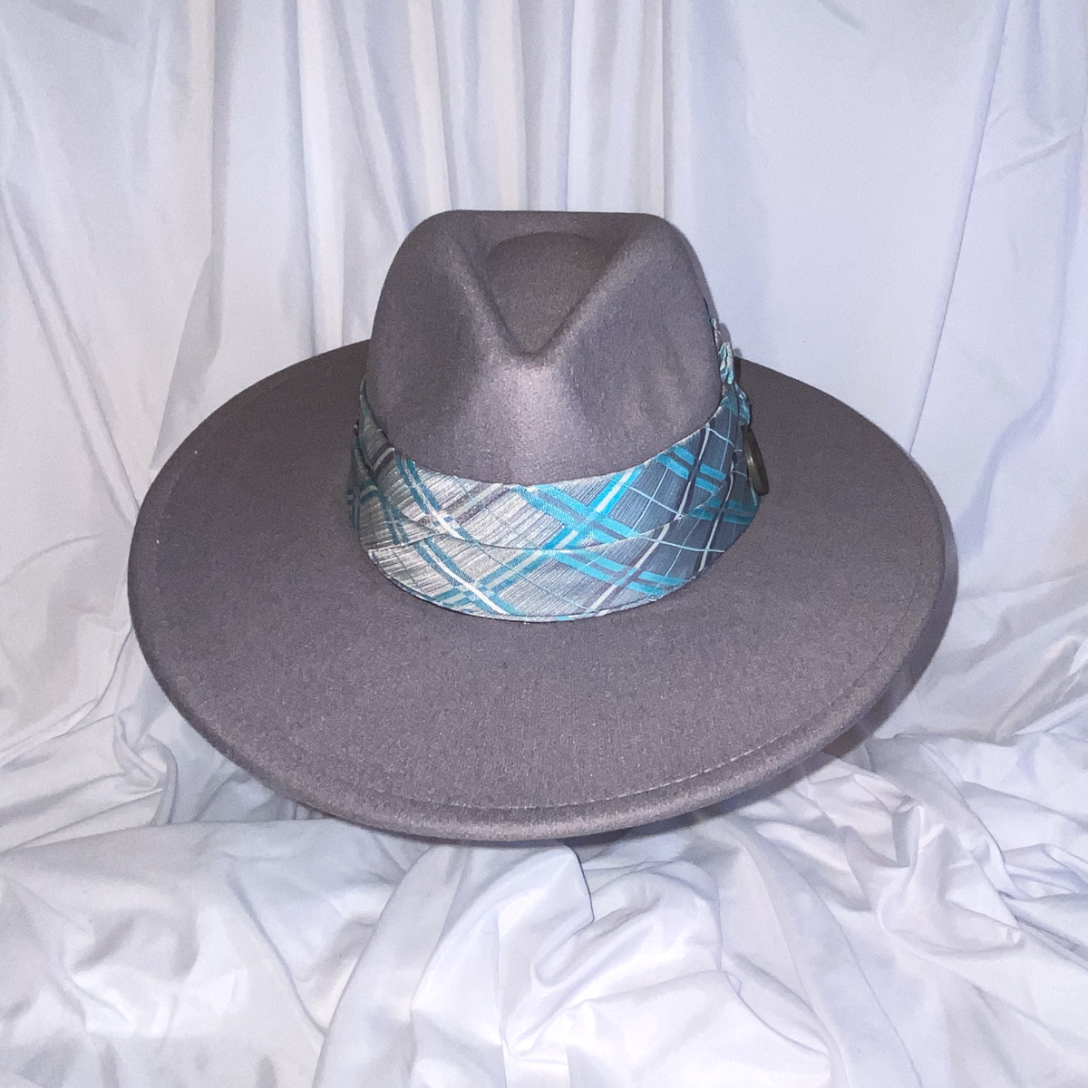 Steel Harbor Plaid Fedora w/ Tie Brim Trim