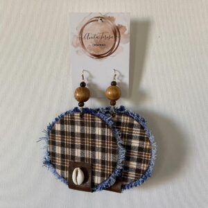 Coastal Plaid Cowrie Earrings