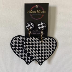 Houndstooth Couture Hearts Earrings